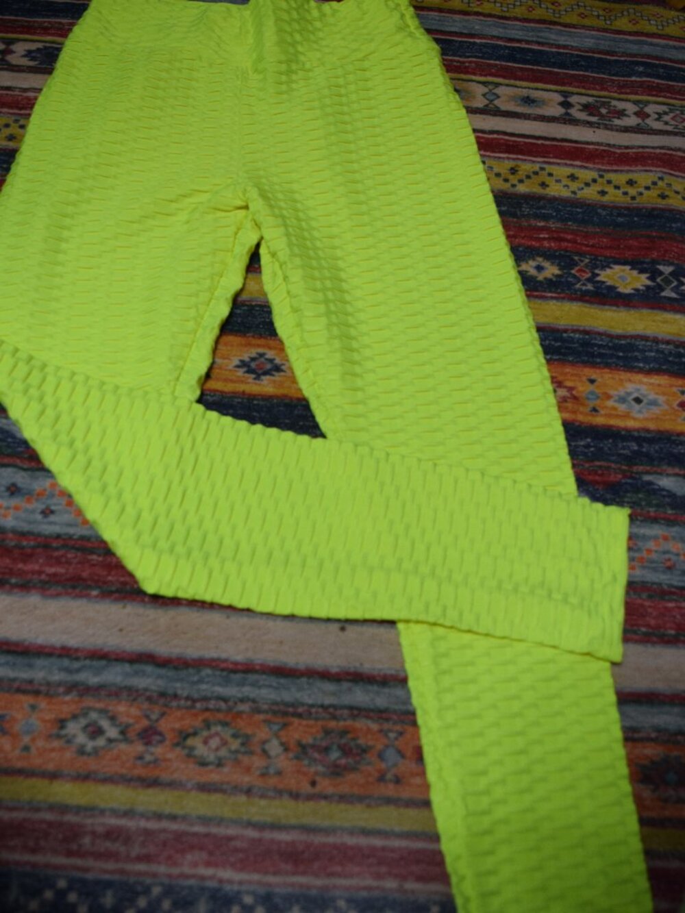 Neon Yellow Textured Leggings, Size XXL